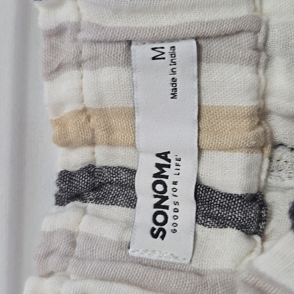 Sonoma Gauzy Striped Cotton Shorts Size M Pull On Beach Coastal Resort - Picture 3 of 9